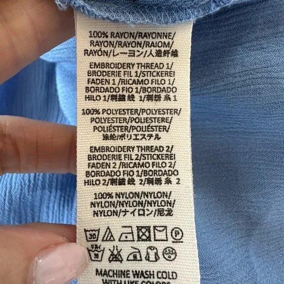 Free People Wind Willow Embroidered V-Neck Mini Dress in Blue - Picture 10 of 10